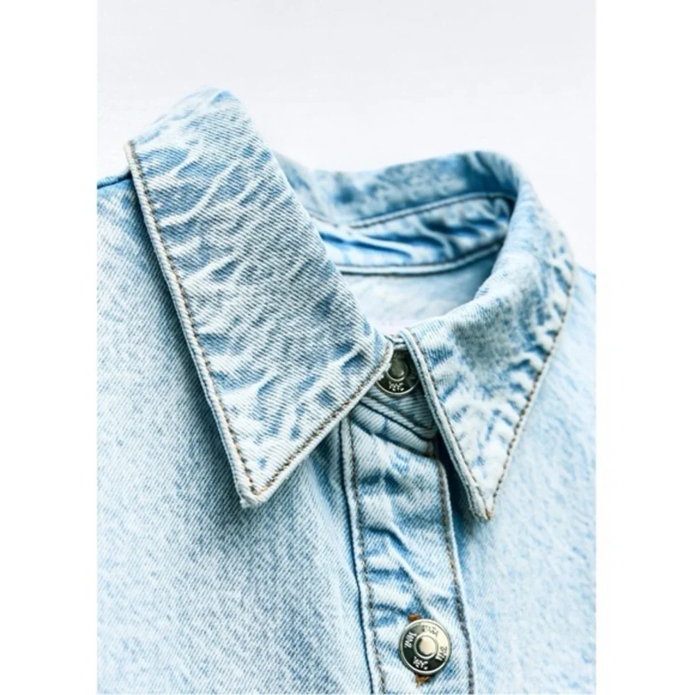 Zara Z1975 DENIM MIDI DRESS SIZE LARGE - Picture 8 of 14